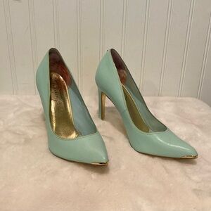 Ted Baker London Mitila Mint Green Leather Heels Size 37.5